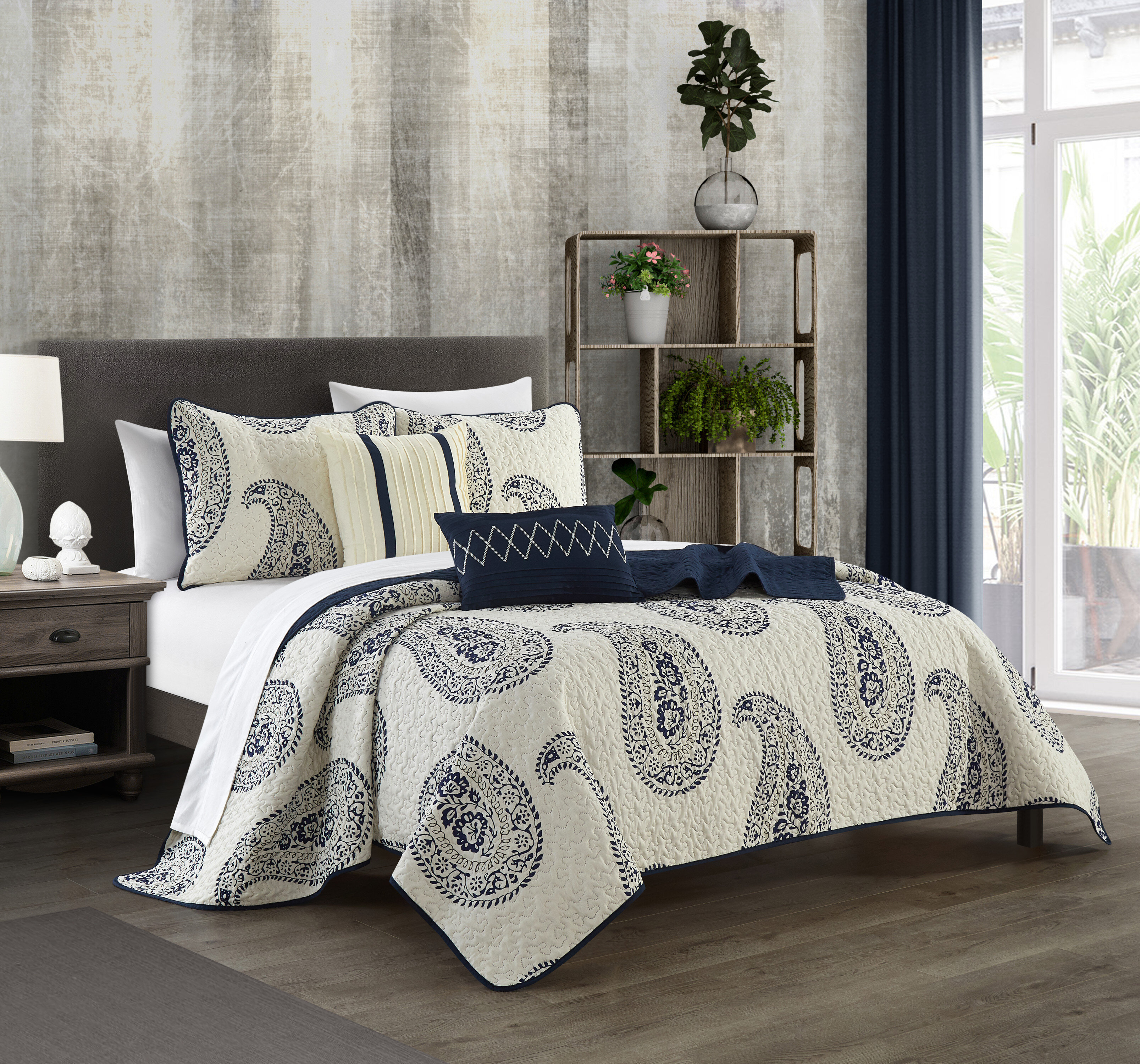 Pereira 6 Piece Jacquard Towel Set Alcott Hill Color: Navy