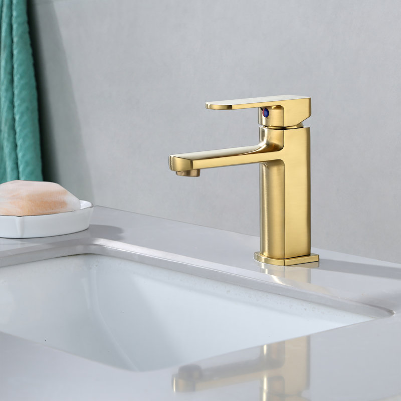 Derengge Singel Hole Bathroom Sink Faucet, Brushed Gold