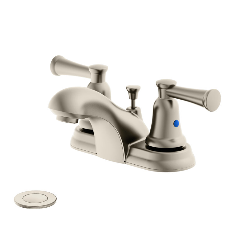 4 po Robinet pour salle de bain à 2 poignées Centreset, Nickel brossé