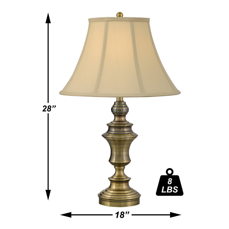Vigore -  28" Satin Brass Touch Switch Table Lamp with USB Ports