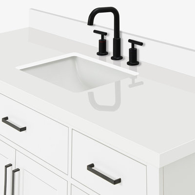 Tidworth Solid Wood Single Bathroom Vanity with 1.5'' White Quartz Top