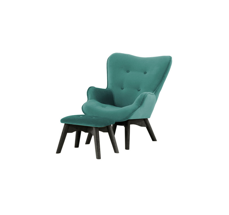 Batson Children's Armchair With Footstool, Blue/Black