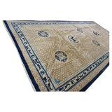 1920s Traditional Antique Beige Chinese Animal Geometric Knotted Gallery Rug