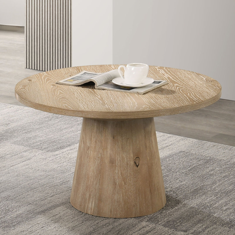 Table basse ronde de style contemporain, Chêne