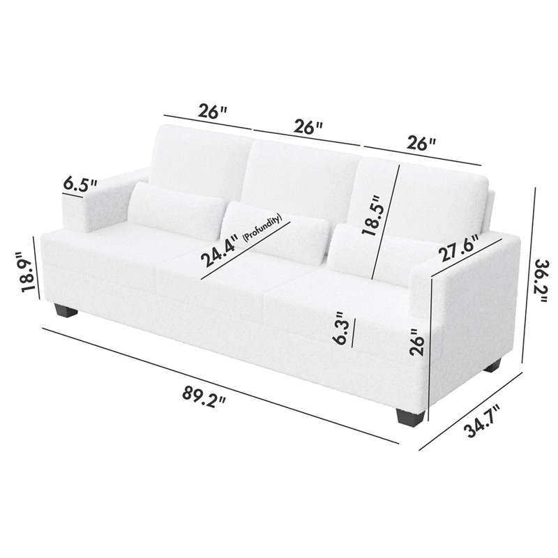 Amersfoort Upholstered 89'' Sofa, Gray Polyester Blend