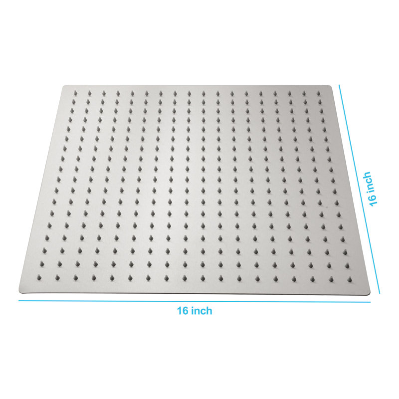 16 Inch Stainless Steel Shower Head, Square, Brushed Nickel