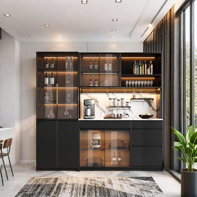 Ensemble de buffet et armoire à vin de 78,74 po