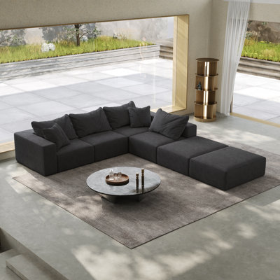 Oversized sponge cloud sofa,Modern Upholstered Sectional Sofa Couch Set,Modular 162" L Shaped Sectional Living Room Sofa Set With 6 Pillows,Free Combination Sofa Couch for Living Room,Bedroom