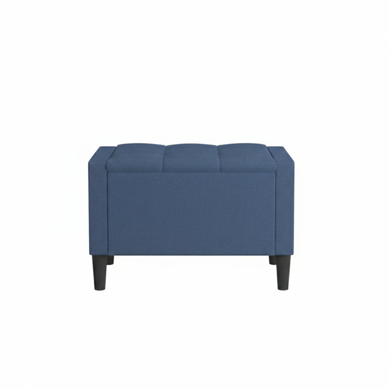 Banc de rangement rembourré Friesen, Bleu denim, H 19,4 po x l 29 po x P 18,3 po