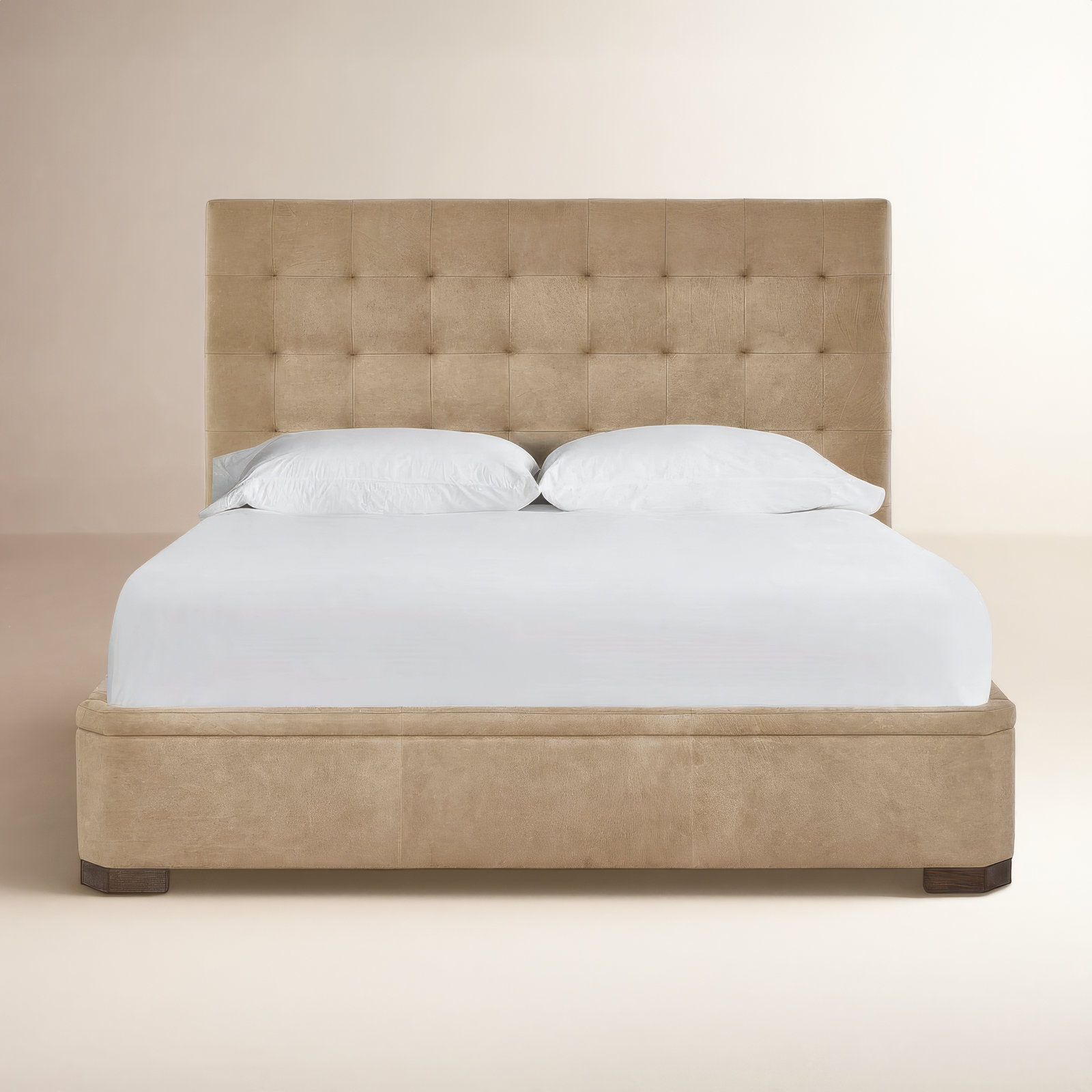 Saratoga Genuine Leather and Oak Bed, King