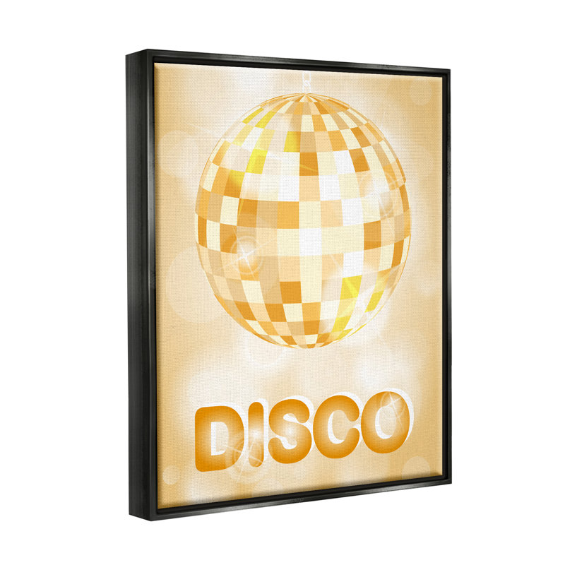 «Retro Glam Disco Ball» par Martina Pavlova, impression, H 21 po x l 17 po x P 1,7 po, Cadre flottant noir de jais