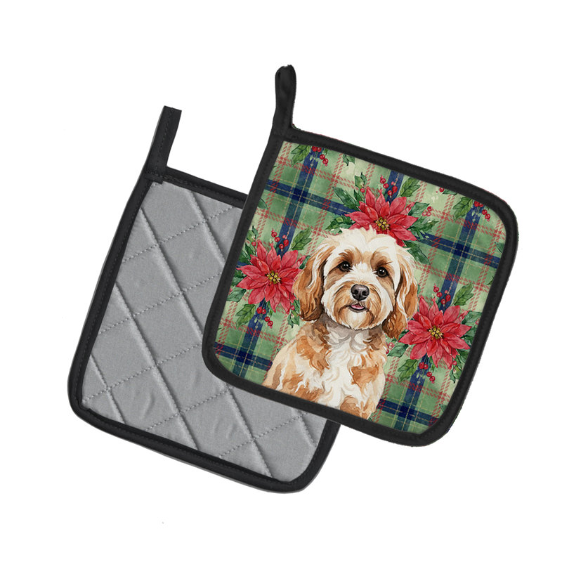 Paire de poignées Cavapoo Christmas Poinsettas