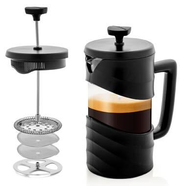 BonJour Coffee Stainless Steel French Press with Glass Carafe, 33.8-Ounce,  Monet, Black Handle