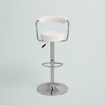 Contemporary Vinyl Adjustable Height Barstool with Arms and Chrome Base
