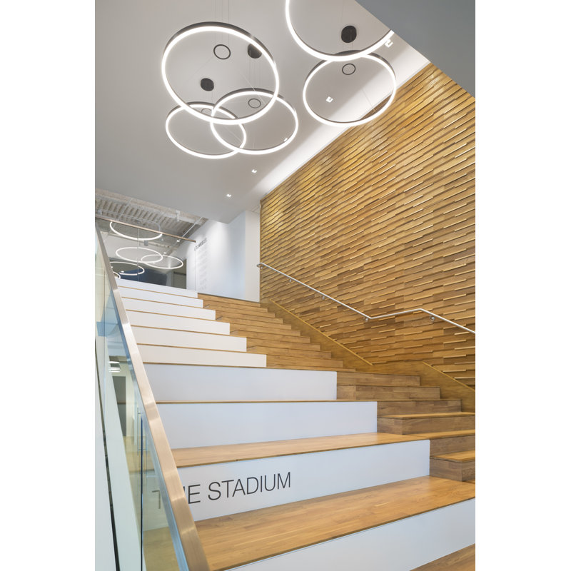 Corona 1-Light LED Unique / Statement Chandelier, Bright Satin Aluminum, 2" H x 32" W x 32" D, 3500K