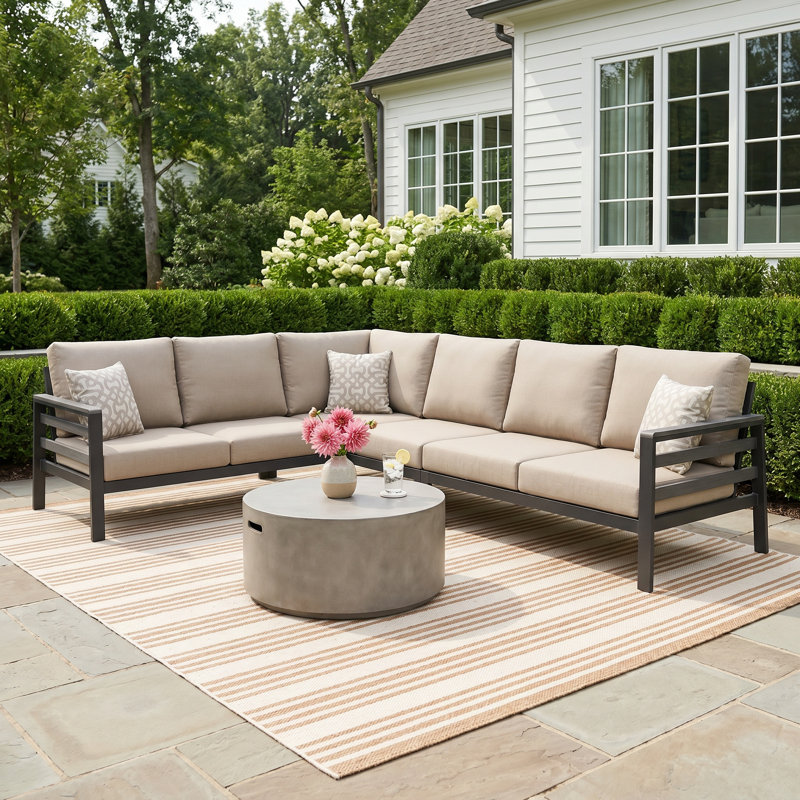 Townsend Outdoor 6-Person Sectional Seating Group with Sunbrella® Cushions, Cast Silver Sunbrella®
