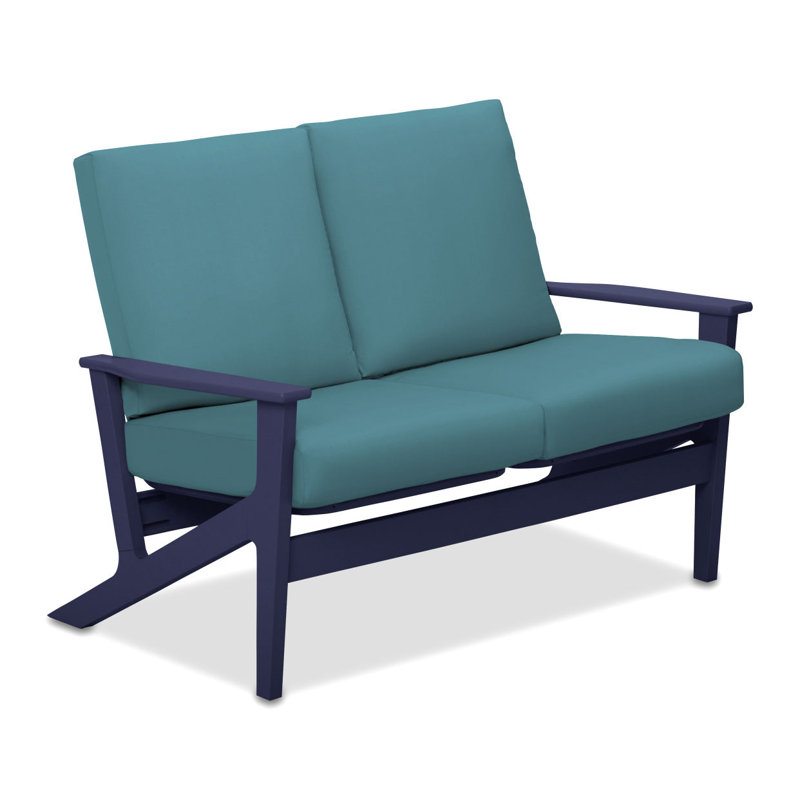 Chrisa 51.5'' Wide Loveseat with Cushions, Beachwood, Canvas Aruba Sunbrella® Canvas