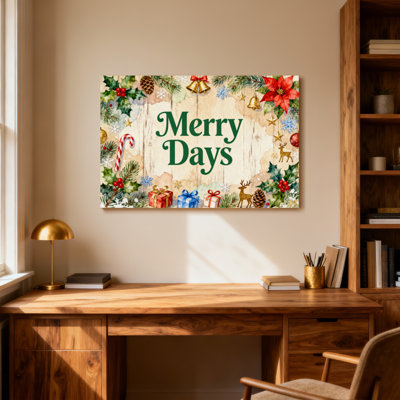 Christmas Merry Days Christmas Holiday Pattern Print