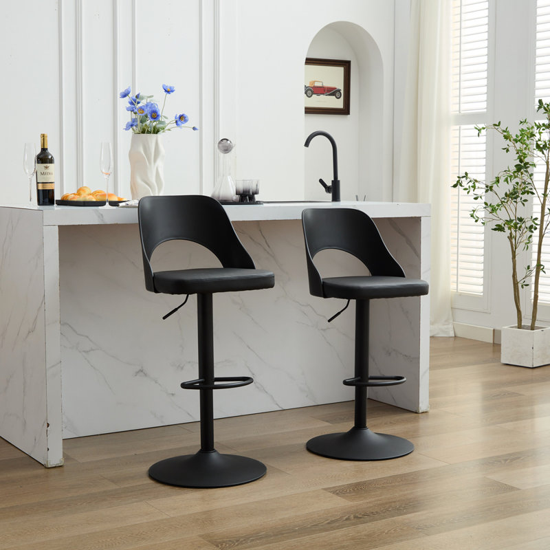 Ensemble de 2 tabourets de bar avec tabourets de bar et tabourets de bar réglables à hauteur réglable, Noir, Noir