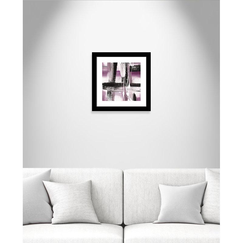 Expressions modernes - tons mauves - peinture encadrée, H 18,5 po x l 18,5 po x P 1,25 po, Noir mat