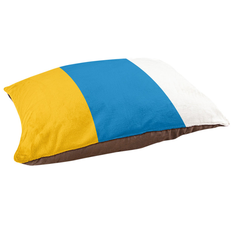 Coussin Cleveland, Moyen (l 40 po x P 30 po x H 6,5 po), Jaune / bleu poudre / blanc