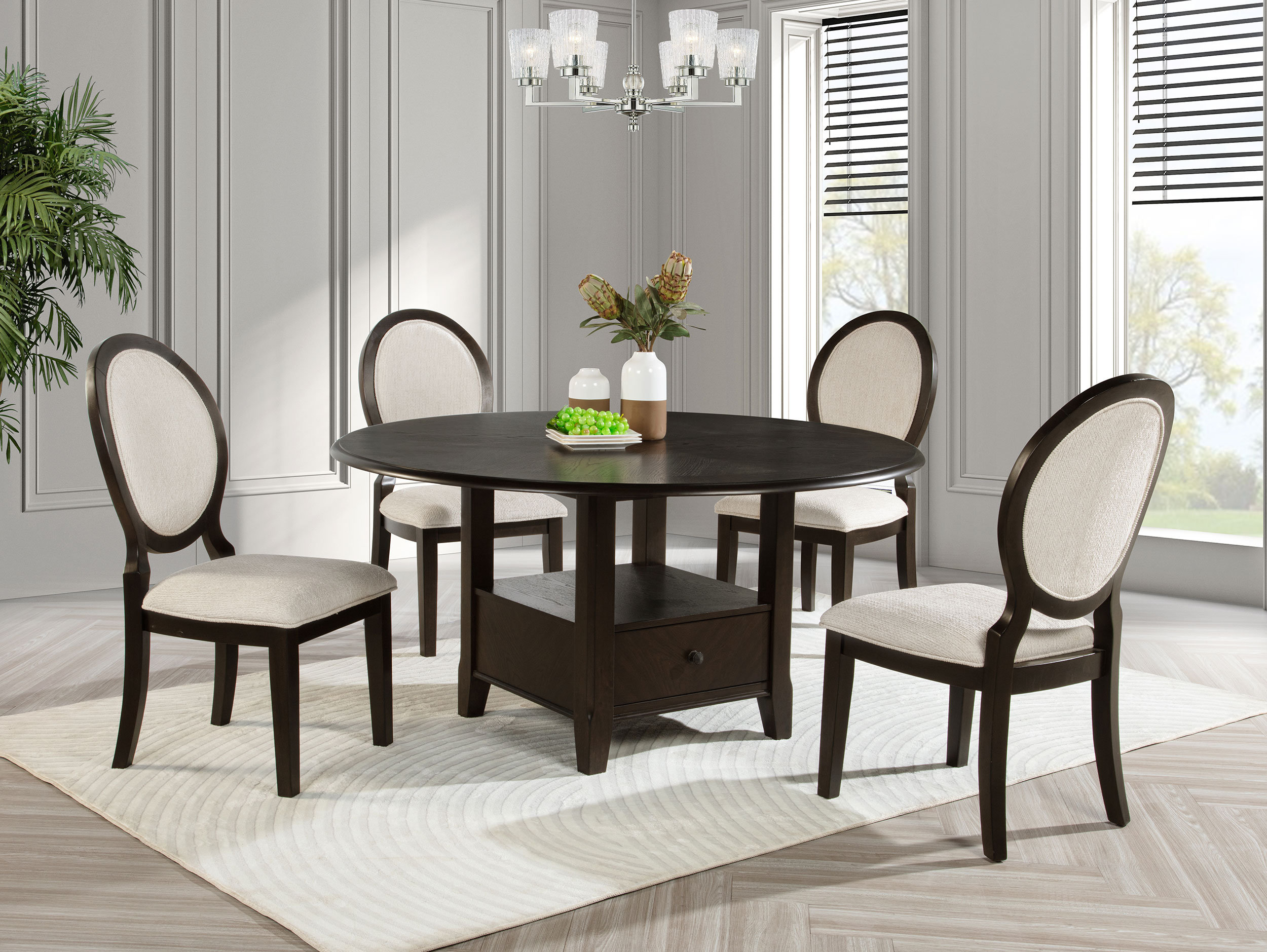 Lark Manor™ Twyla 5-Piece 60-Inch Round Wood Dining Table Set Dark ...