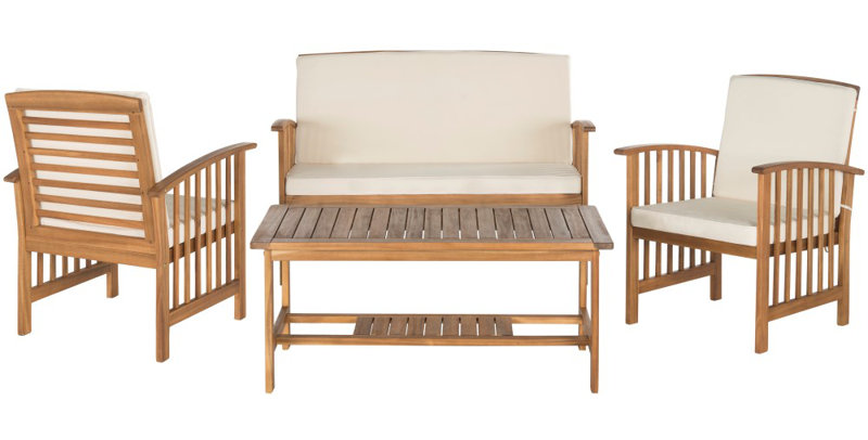 Elina Acacia 4 - Person Patio Conversation Set with Cushions, Beige