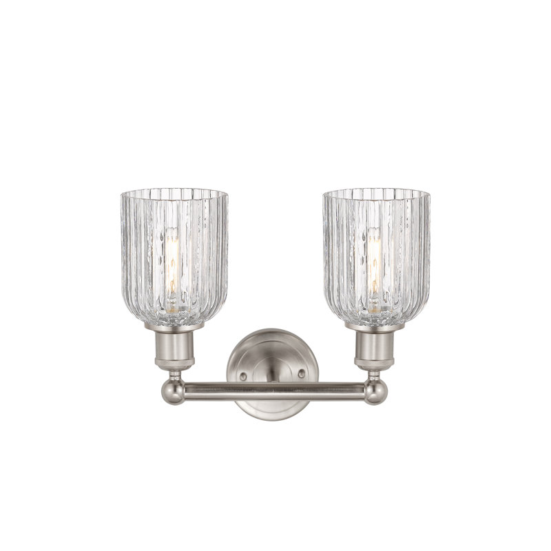 Edison Addeline 2 Light 14" Bath Vanity Light Shade, Clear, Satin Nickel