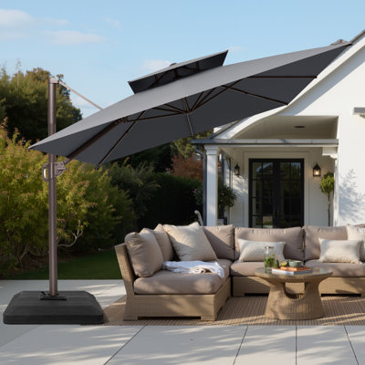 12' X 9' Rectangular Cantilever Umbrella with Counter Weights