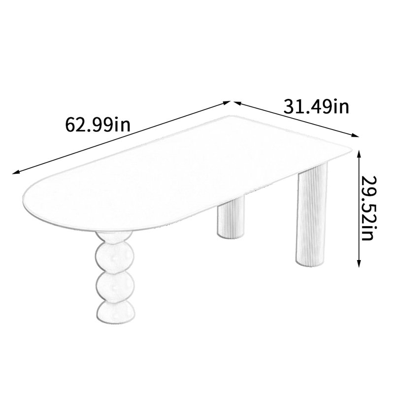 Table de salle à manger Modern, H 29,52 po x L 62,99 po x l 31,49 po