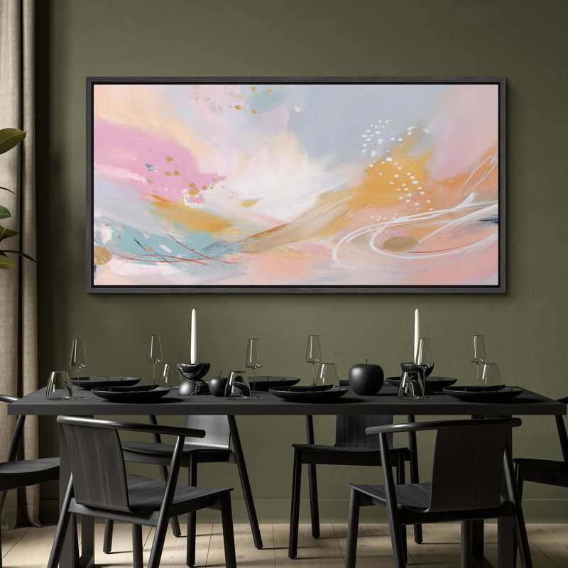 Doux pastel abstrait paysage coulant rêve moderne décoration murale pour le salon chambre à coucher encadrée toile chambre principale, reproduction d'art