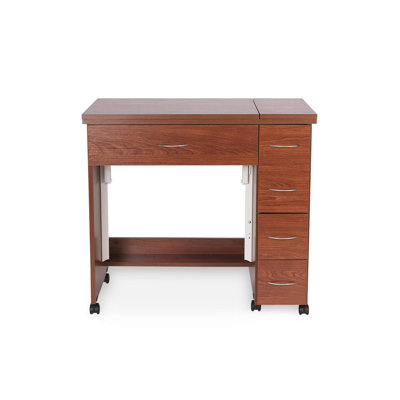 34'' x 19.875'' Foldable Sewing Table with Sewing Machine Platform and Wheels