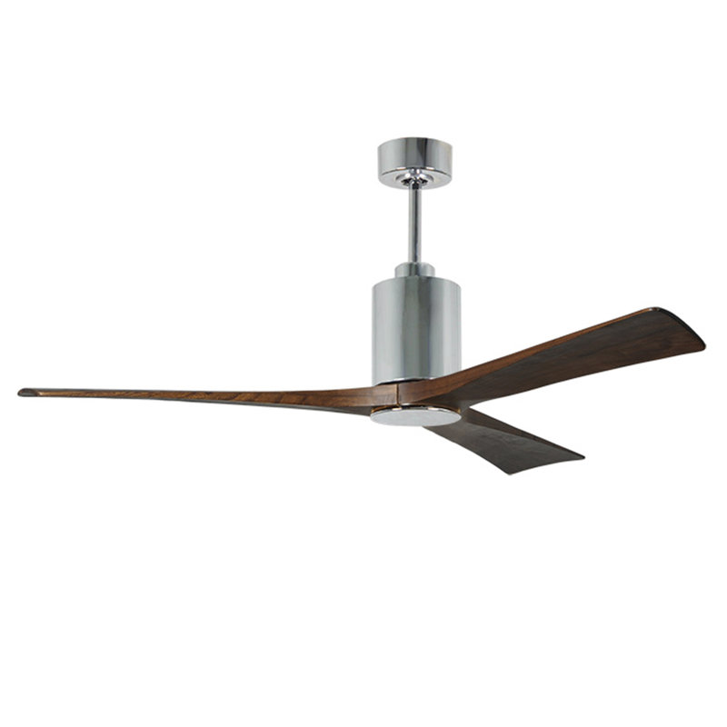 Patricia LED Downrod Ceiling Fan, 42", Polished Chrome, Walnut Tone