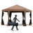 Heavy Duty 13' X 11' Gazebo, Hexagonal Outdoor Canopy Tent. 6 Mesh Sidewalls, Adjustable Height, Strong Steel Frame, Brown. Ideal For Watching Pop Up Tent, Gazebo. Suited Camping & Activities