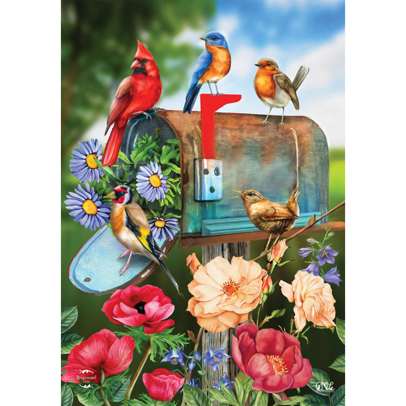 Birds And Mailbox Spring House Flag
