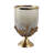 Home Modern Glass Hurricane Candle Holder with Metal Sculpted Leaf Stand - Decorative Pillar Candlestick Holder for Entryway Tabletop - White & Gold-106920315