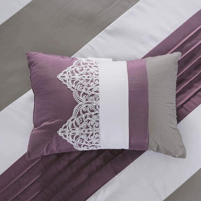 King Purple and Gray Geometric Medallion Comforter Set