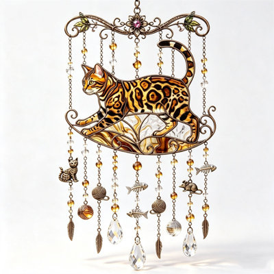 hanging drop Stained Glass  Wind Chime Bohemian Crystal Metal Hanging Ornament With Pinecone And  Pendants
