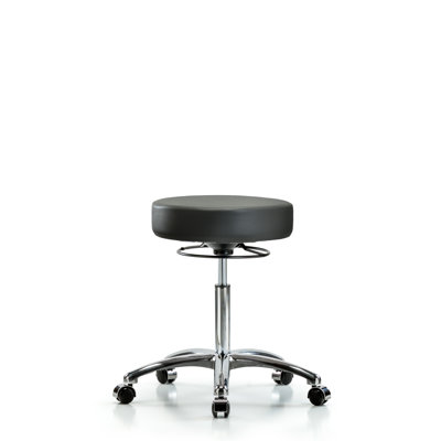 Tabouret en vinyle sans dossier chromé - hauteur de bureau avec roulettes en vinyle Storm Supernova