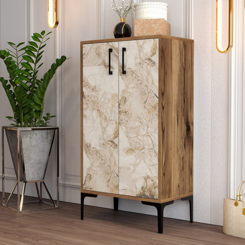 Padang 20 Pair Shoe Storage Cabinet, White/Brown