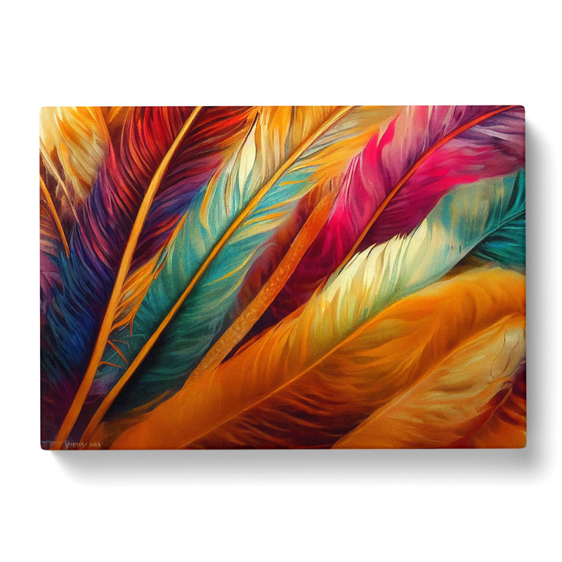 Colourful Bird Feathers Vol.3 - Wrapped Canvas, 50cm H x 76cm W x 3cm D