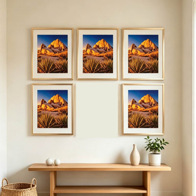 Ensemble de 5 cadres photo 11×14, cadres muraux en PVC avec verre PS et passe-partout sans acide – Affichage horizontal/vertical pour photos, œuvres d'art, certificats