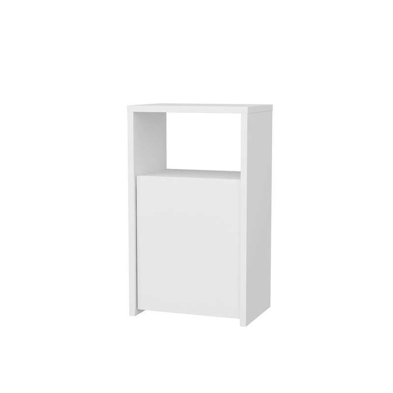 Modern White Nightstand, 100% Melamine Coated Particle Board, 14.2 x 9.9 x 24.2 inches | Sleek Design with Solid Color Finish, Durable & Stylish | Perfect for Bedroom, Living Room, or Guest Room Use