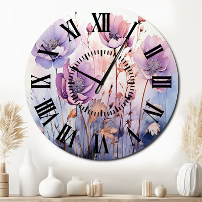 Horloge murale mauve à fleurs mystiques mauves II