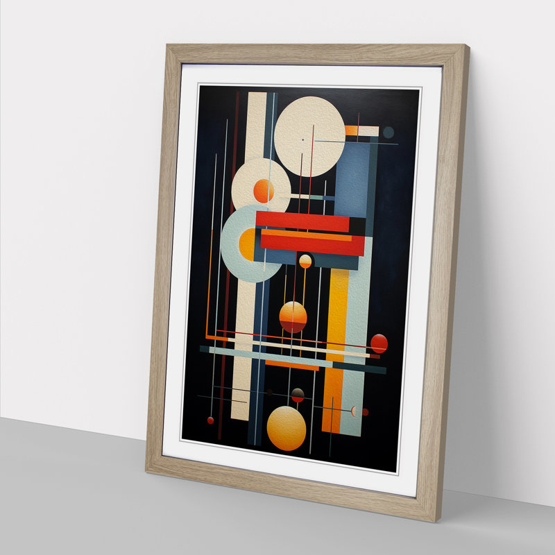 Bauhaus Art Deco Art - Framed Print, 34cm H x 25cm W x 2cm D, Oak Framed