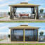 Gazebo de terrasse extérieur en acier de 13 pi de largeur x 11 pi de profondeur avec toit à double ventilation, moustiquaire complète et 4 étagères de rangement d'angle-99355579