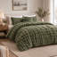 Ensemble d'édredon en fausse fourrure olive vert olive - Literie en polyester texturé moelleux-120927735-120927736