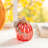 6"H Fall Red Glass Pumpkin With Glitter