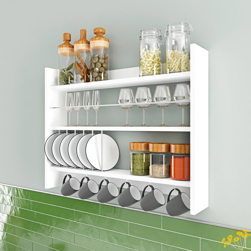 Carmeletta 3 Piece Accent Shelf with Hooks, White