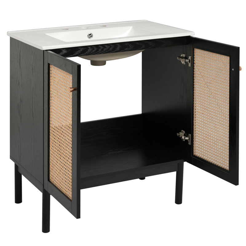 Meuble-lavabo de 30 pouces fabriqué à partir de matériaux naturels